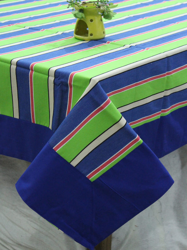ALPHA Woven Cotton Stripes 1 Pc Table Cover - Blue & Green