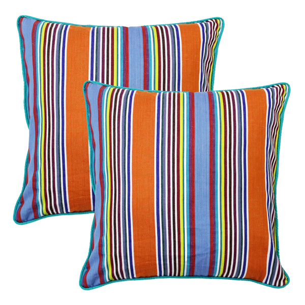 ALPHA Woven Cotton Stripes 2 Pcs Cushion Cover set - Multicolor