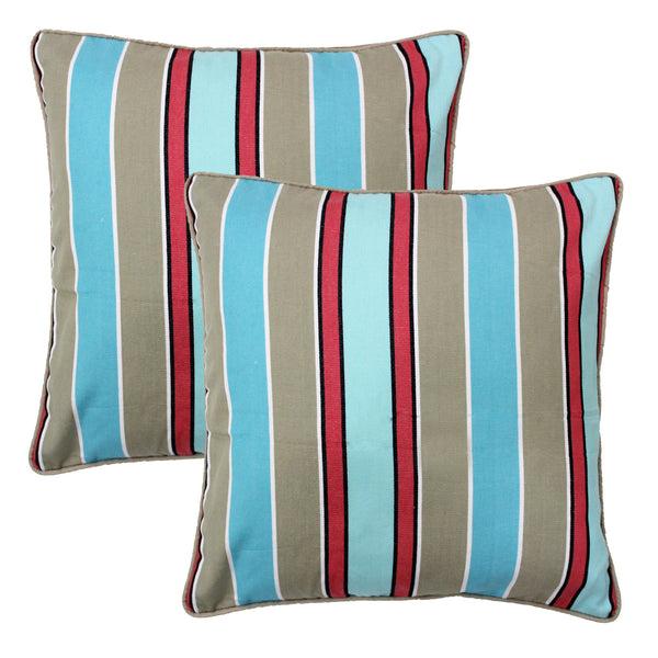 ALPHA Woven Cotton Stripes 2 Pcs Cushion Cover set - Khaki