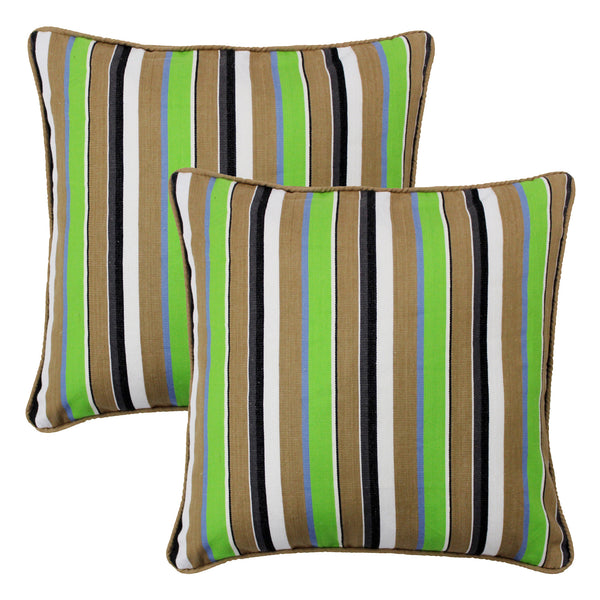 ALPHA Woven Cotton Stripes 2 Pcs Cushion Cover set - Brown