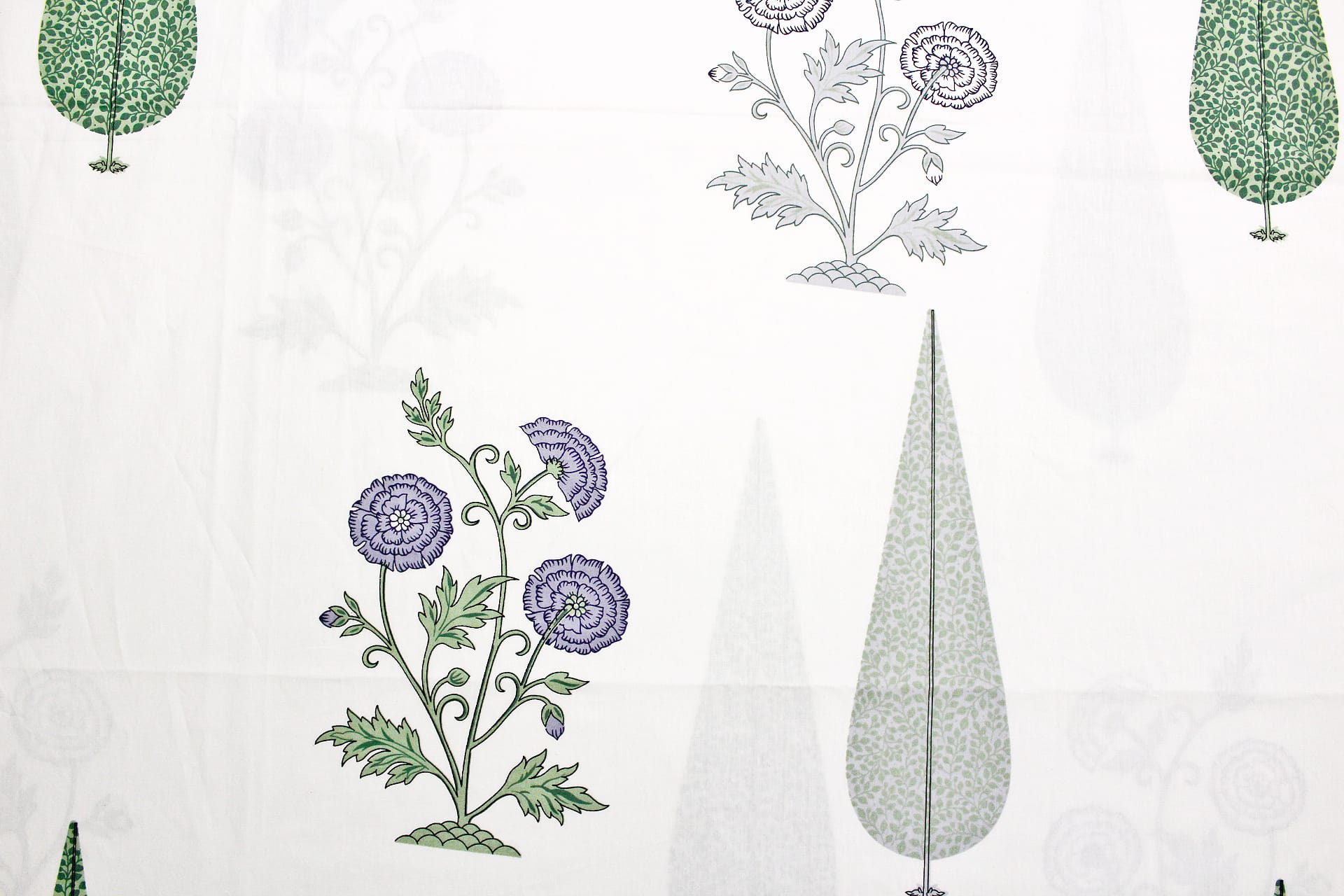 Printed Floral Cotton 250 TC Duvet Cover - Purple