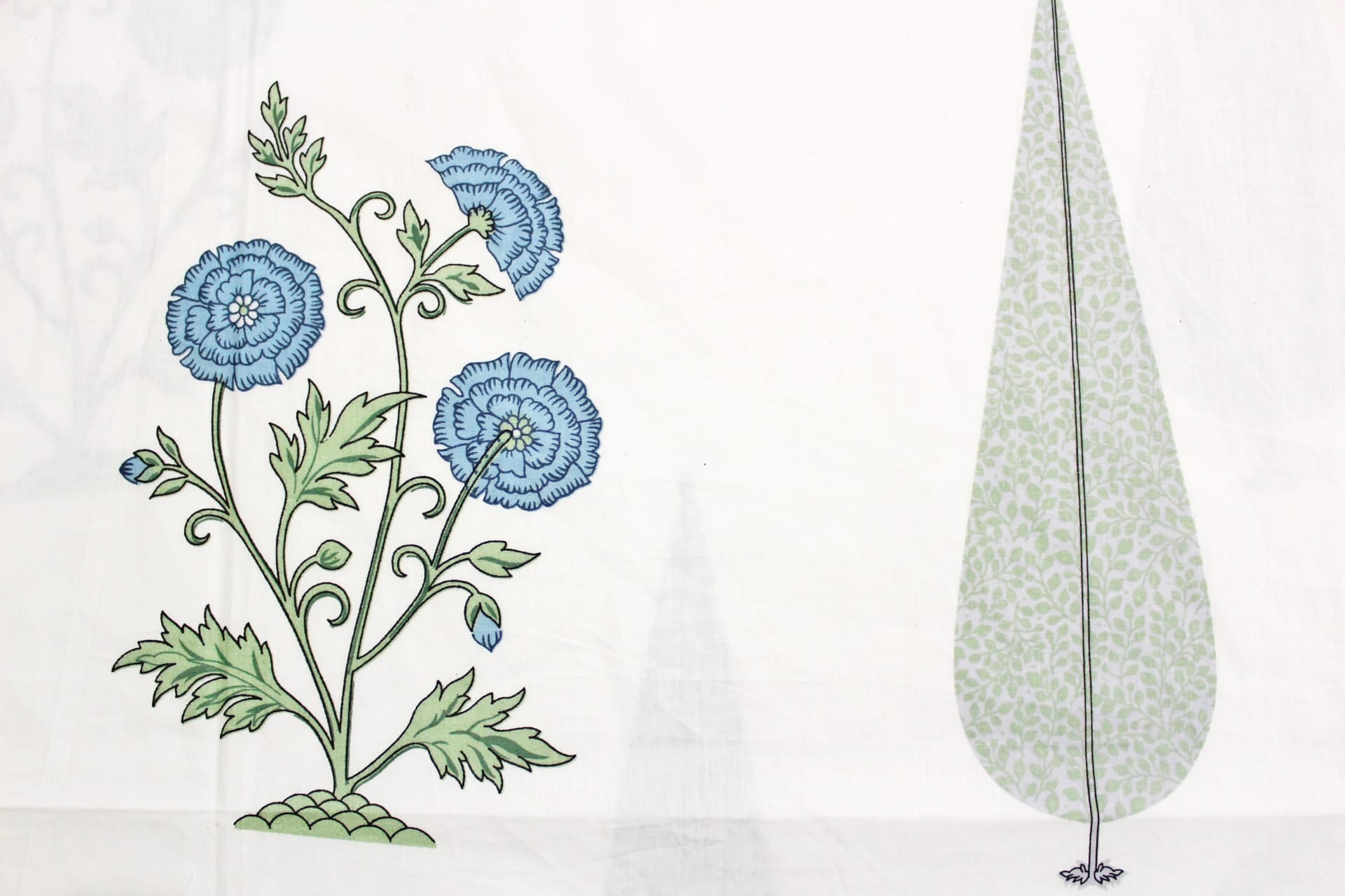 Printed Floral Cotton 250 TC Duvet Cover - Blue