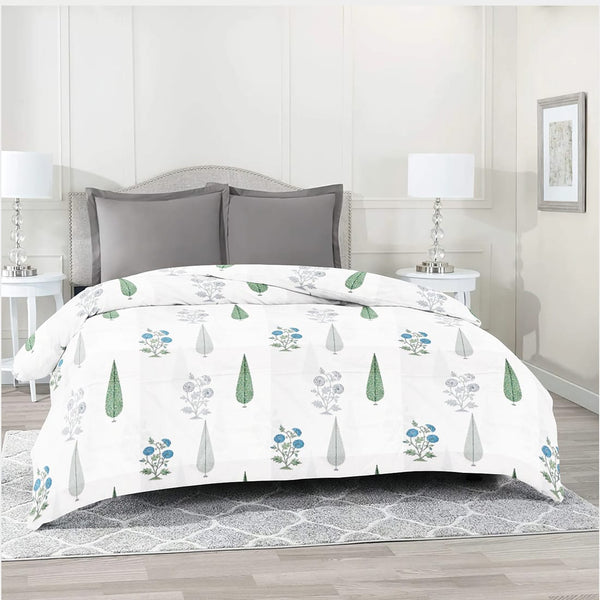 Comfy 250 TC Blue Floral Print Cotton Duvet Cover online in India 