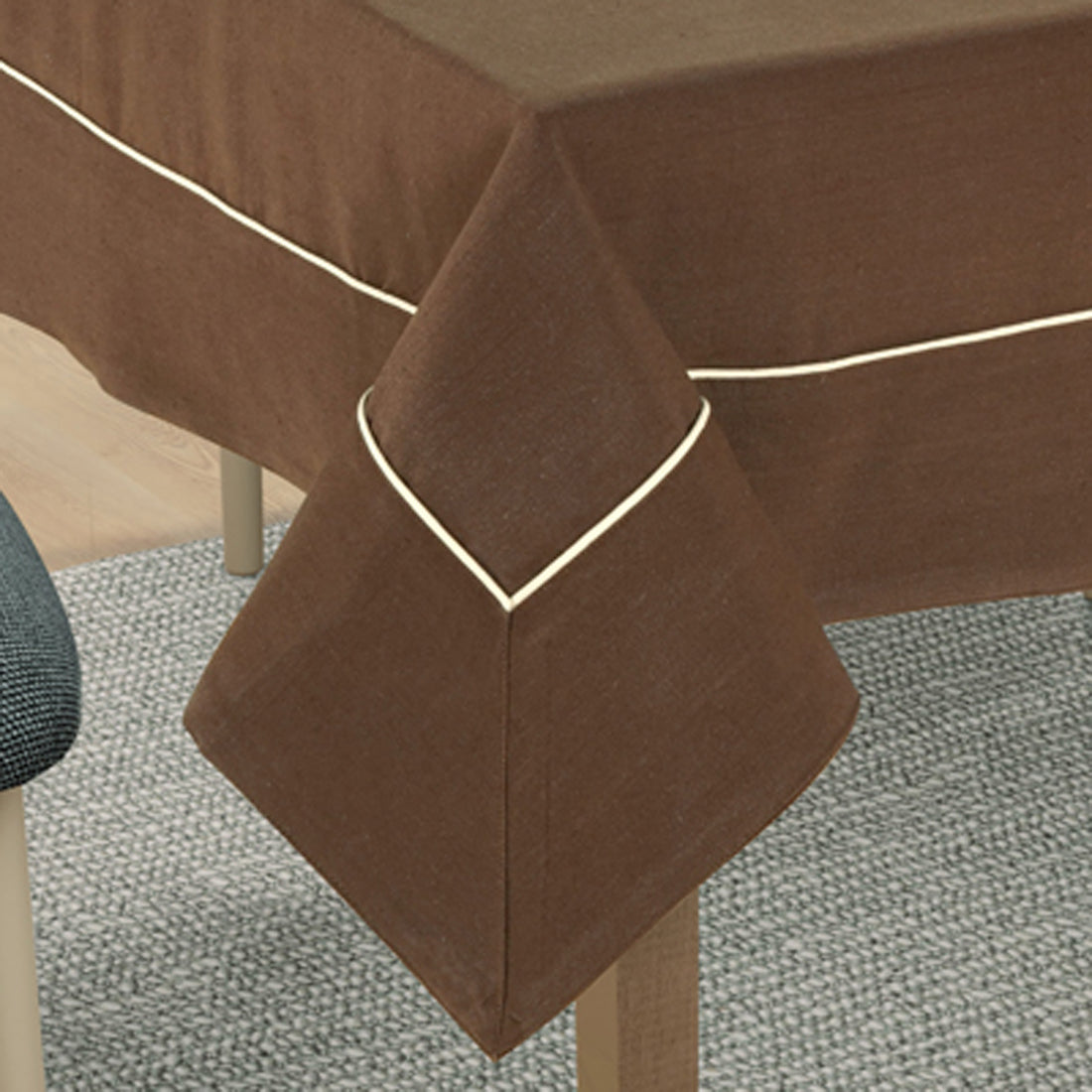 VIRGO Woven Cotton Plain Table Cover - Coffee