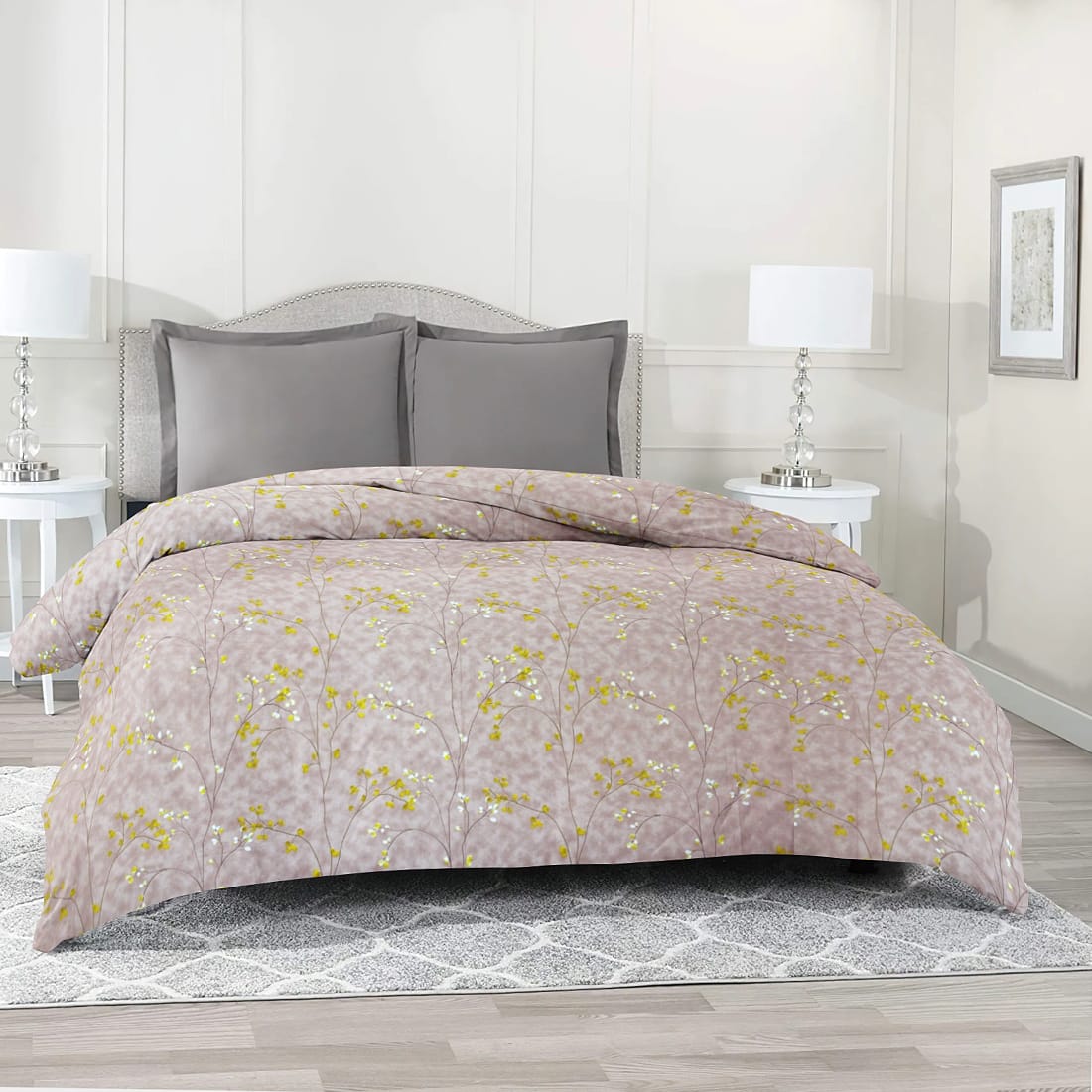 Comfy 250 TC Burgundy Floral Print Cotton Duvet Cover/Quilt Cover online in India