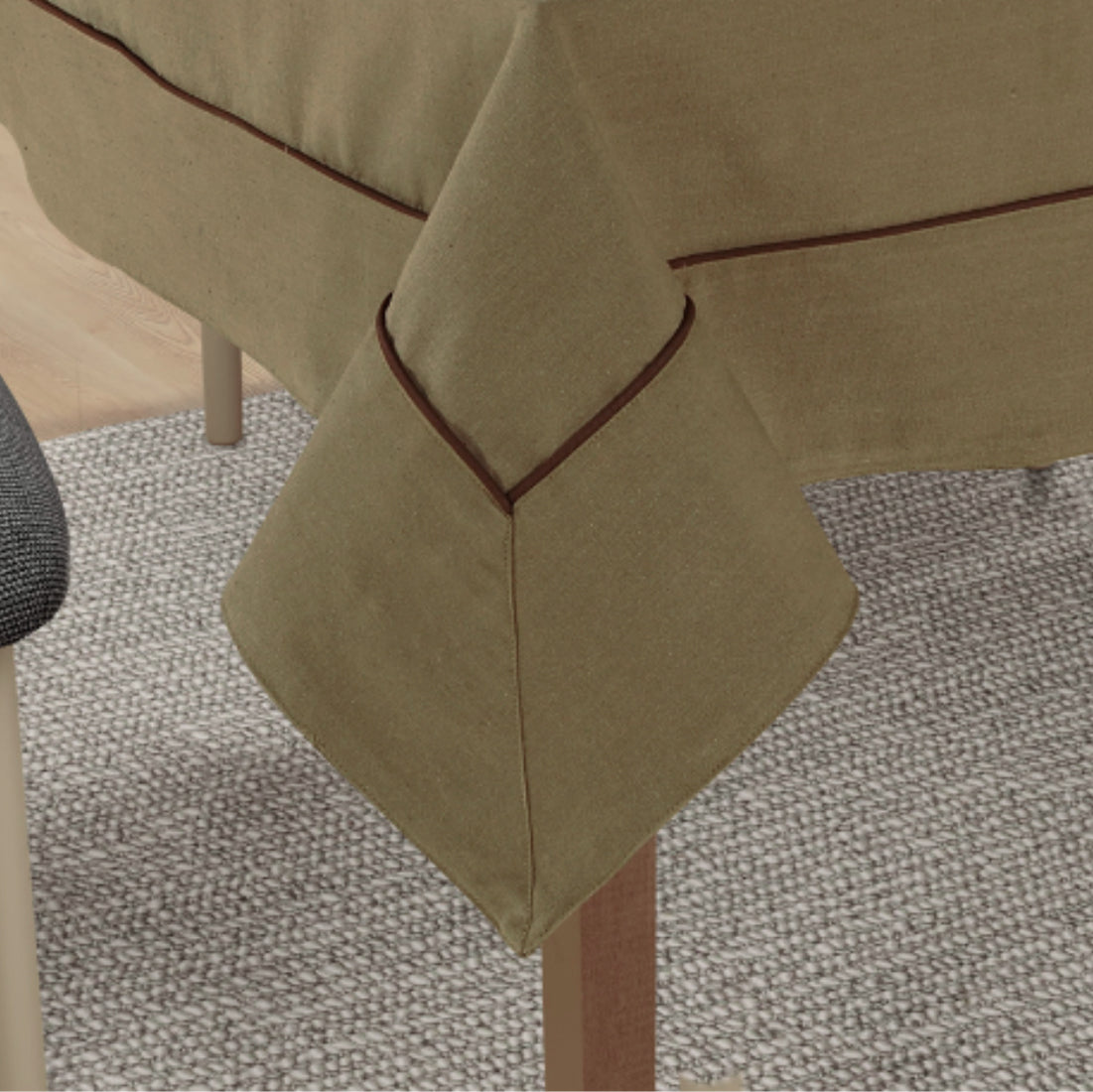 VIRGO Woven Cotton Plain Table Cover - Taupe