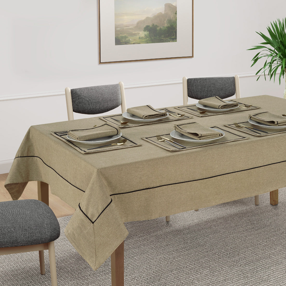 Comfortable Plain Virgo Woven Cotton Table Cover online In India
