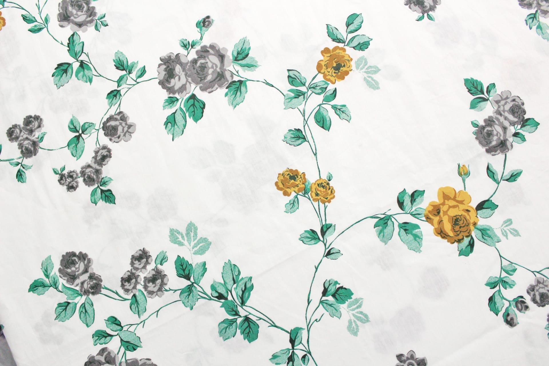 Printed Floral Cotton 250 TC Duvet Cover - Grey