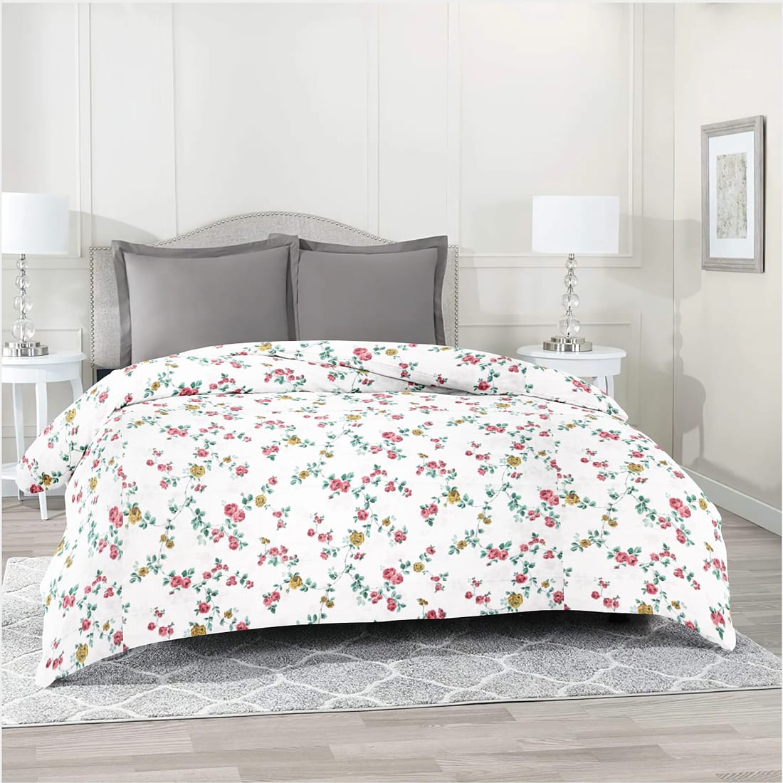 Comfy 250 TC Red Floral Print Cotton Duvet Cover online in India