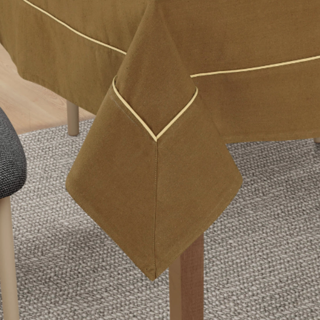 VIRGO Woven Cotton Plain Table Cover - Camel Brown
