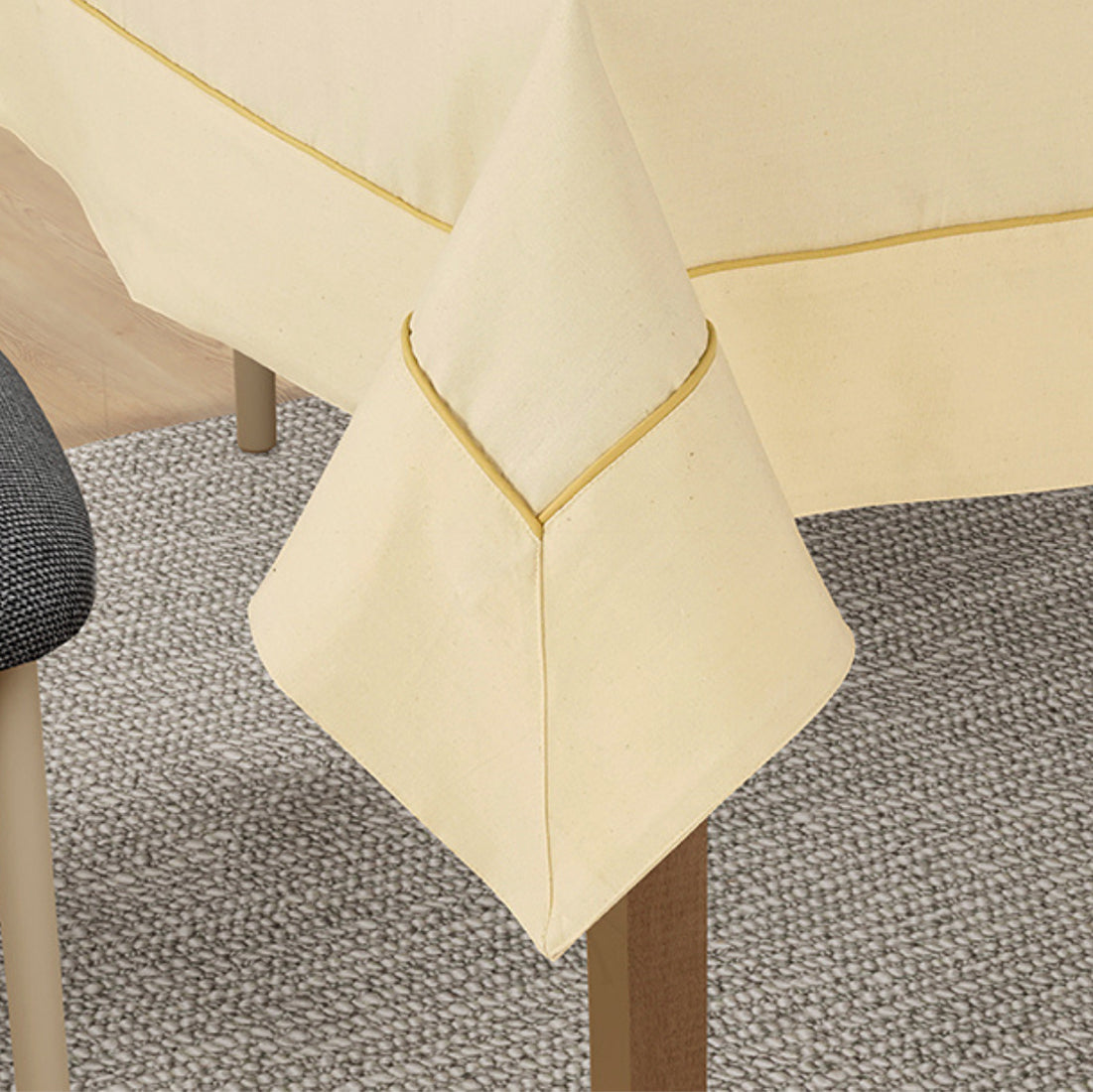 VIRGO Woven Cotton Plain Table Cover - Natural