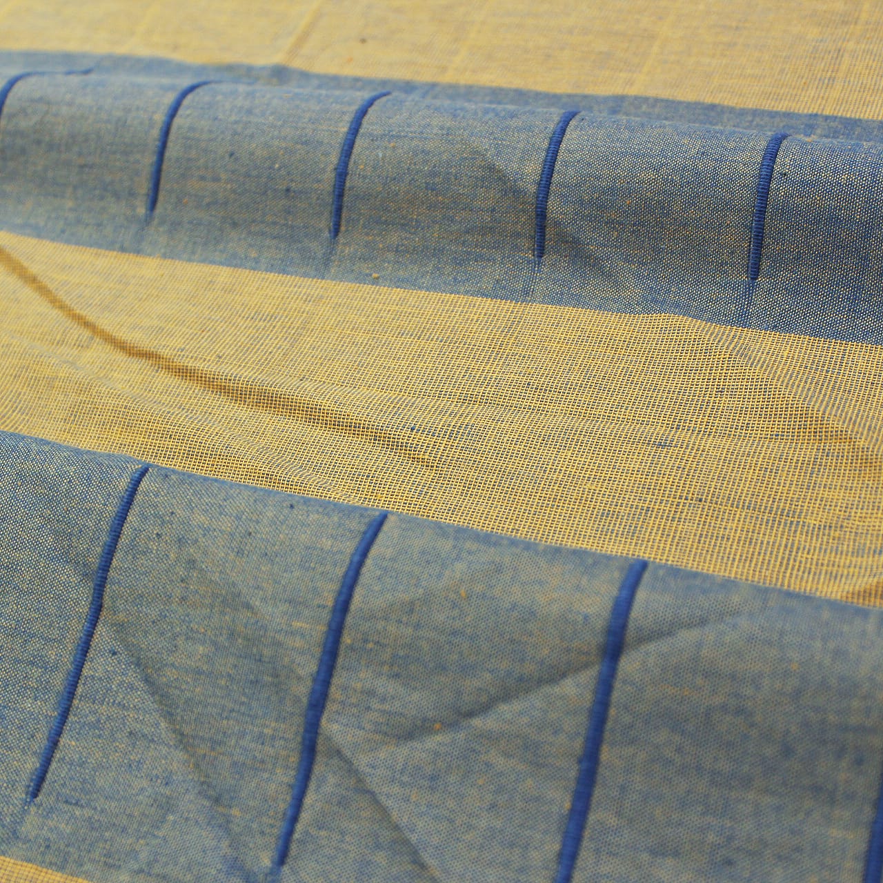 Alpha Blue Woven Cotton Stripes Table Cover(1 Pc) online in India