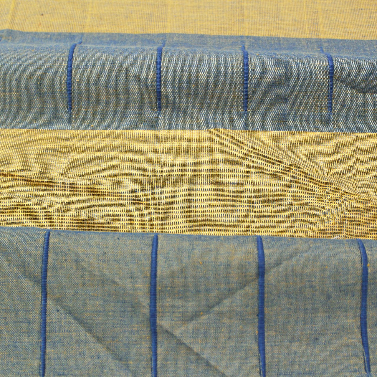 Alpha Blue Woven Cotton Stripes Table Cover(1 Pc) online in India