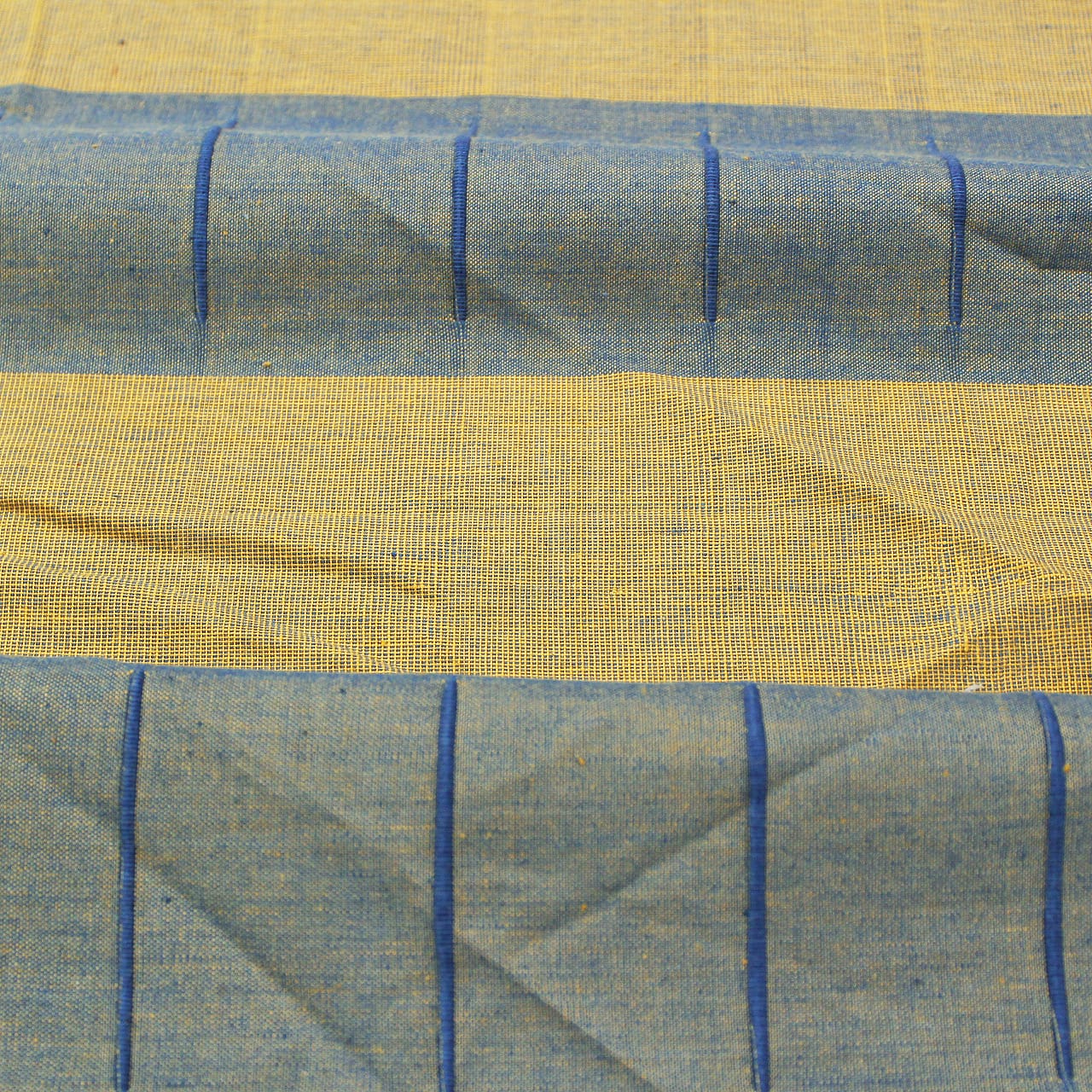 Alpha Blue Woven Cotton Stripes Table Cover(1 Pc) online in India