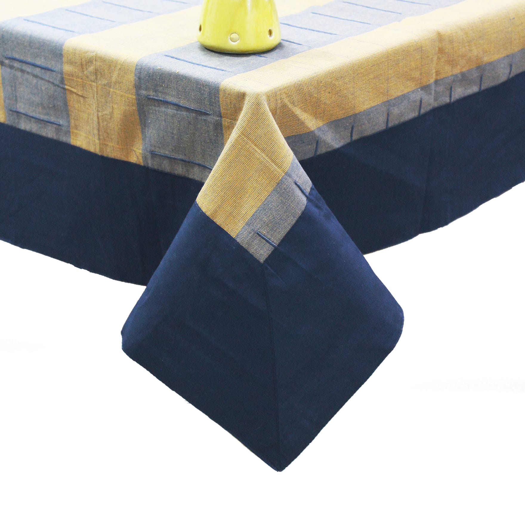 Alpha Blue Woven Cotton Stripes Table Cover(1 Pc) online in India