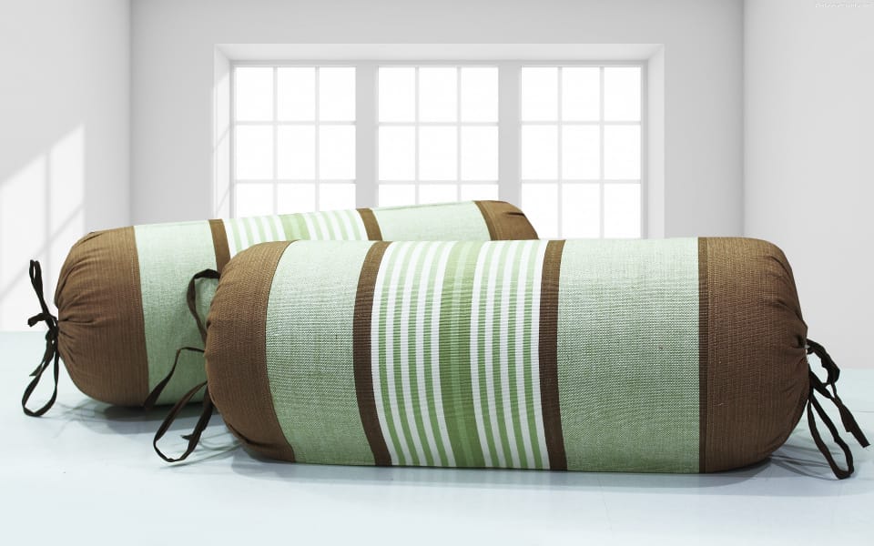 ALPHA Woven Cotton Stripes 2 Pcs Bolster Cover set - Green