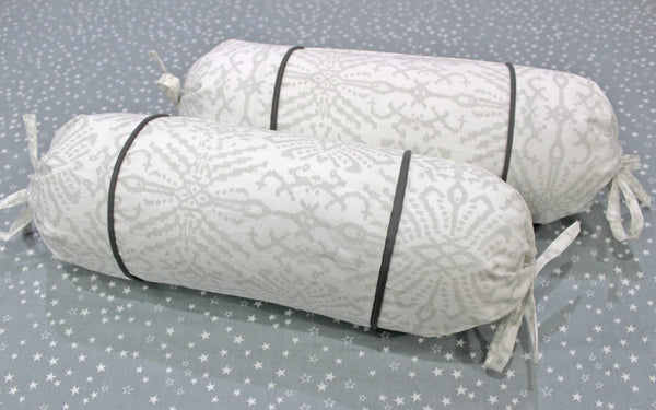MELANGE 100% Cotton Baby Bolster Cover (with Bolster Insert), Grey