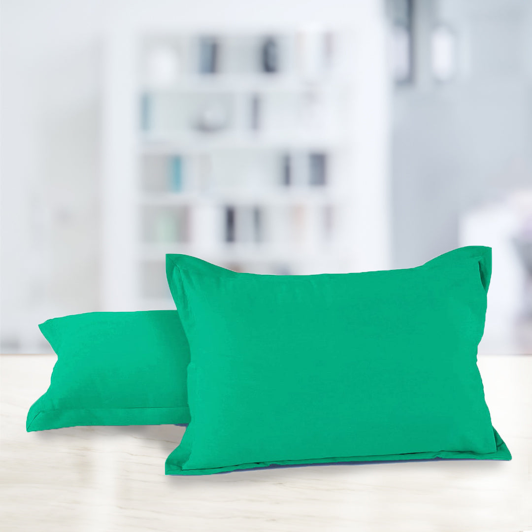 Soft 210 TC Plain Cotton Pillow Cover Set In Aqua Green Online In India(2 Pcs)
