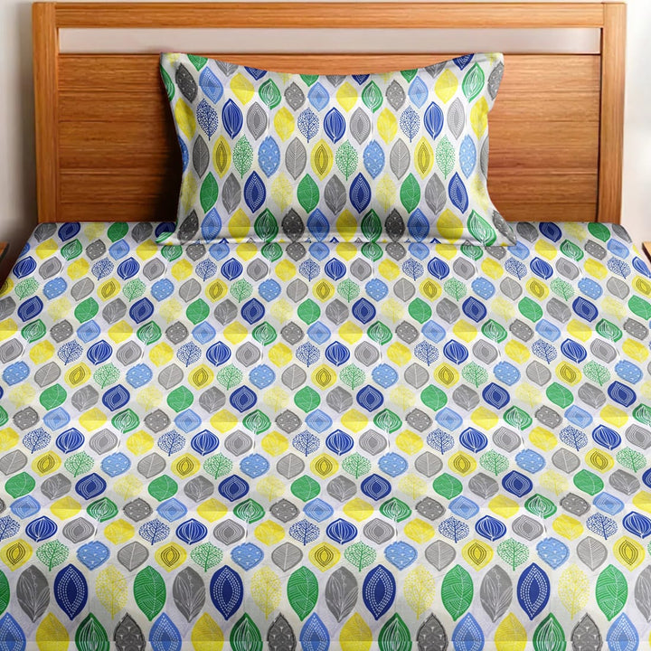 Soft Cotton Digital Print Single Fitted Bedsheet For Kids In Blue At Best Prices