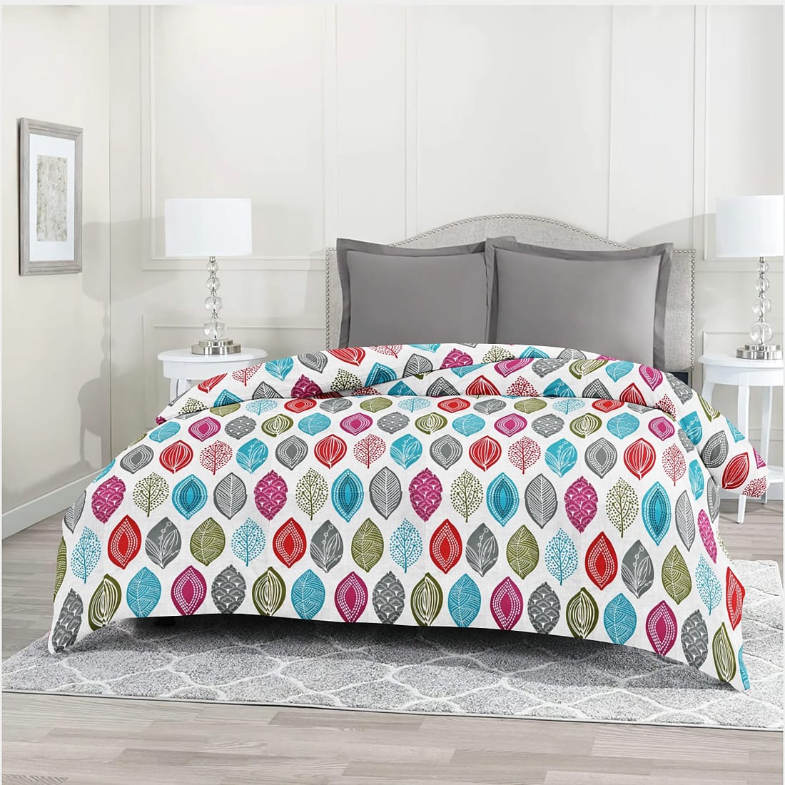 Feathers Print Orange Cotton Duvet Vecotor Pattern Cover online in India 