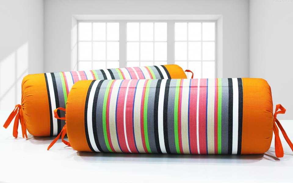 ALPHA Woven Cotton Stripes 2 Pcs Bolster Cover set - Multicolor
