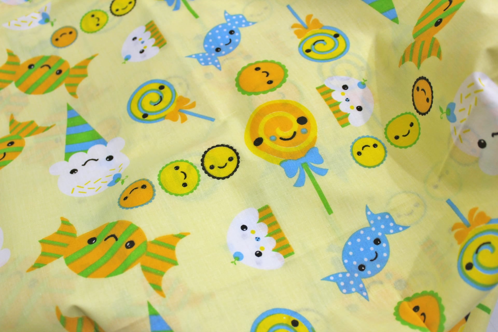 Kids Funky Candy Print 1 Pc Cotton Duvet Cover Single Bed (with Zipper) - Yellow