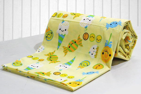 Kids Funky Teddy Print Single Bed Cotton Duvet Cover with Zipper in Yellow online (1pc)