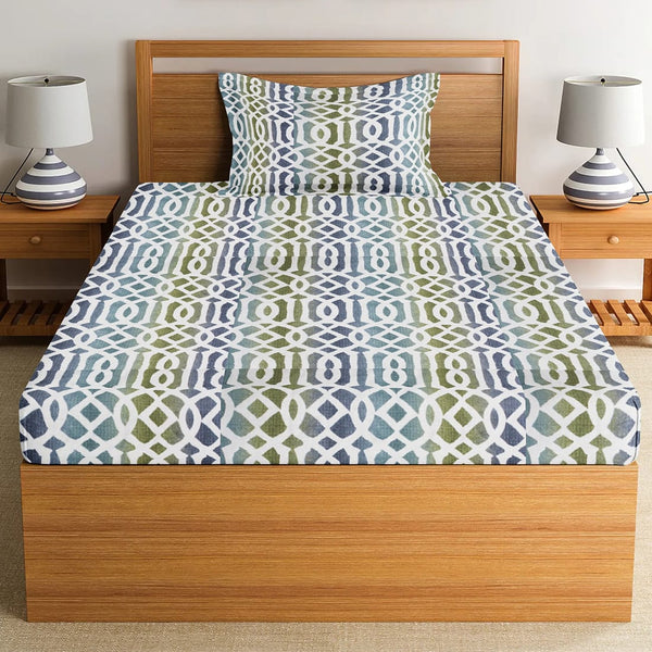 Digital Print Single Fitted Bedsheet for Kids - Olive
