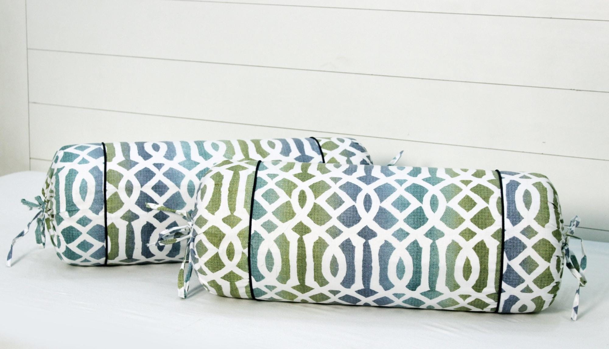 Soft Olive Multicolor Funky Print Cotton Bolster Cover Set (2 Pcs) Online In India