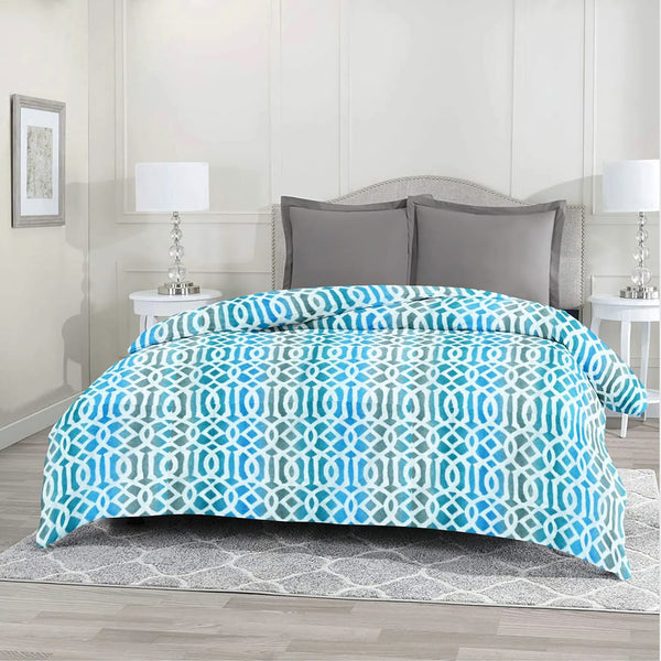 Stylish Aqua Multicolor Abstract Printed Cotton Duvet Cover Online In India