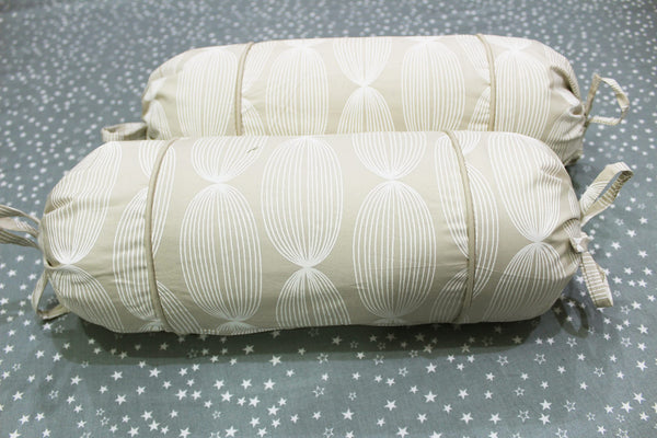 MELANGE 100% Cotton Baby Bolster Cover (with Bolster Insert), Khaki