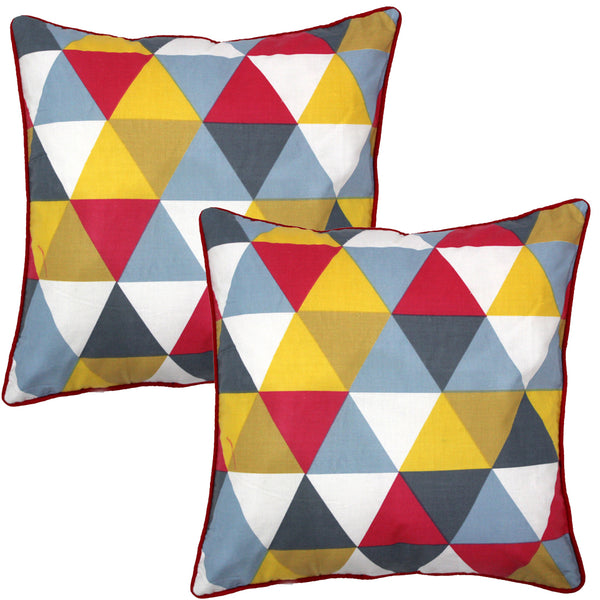 Quartz Printed Geometrical Cotton Cushion Cover - Multicolor