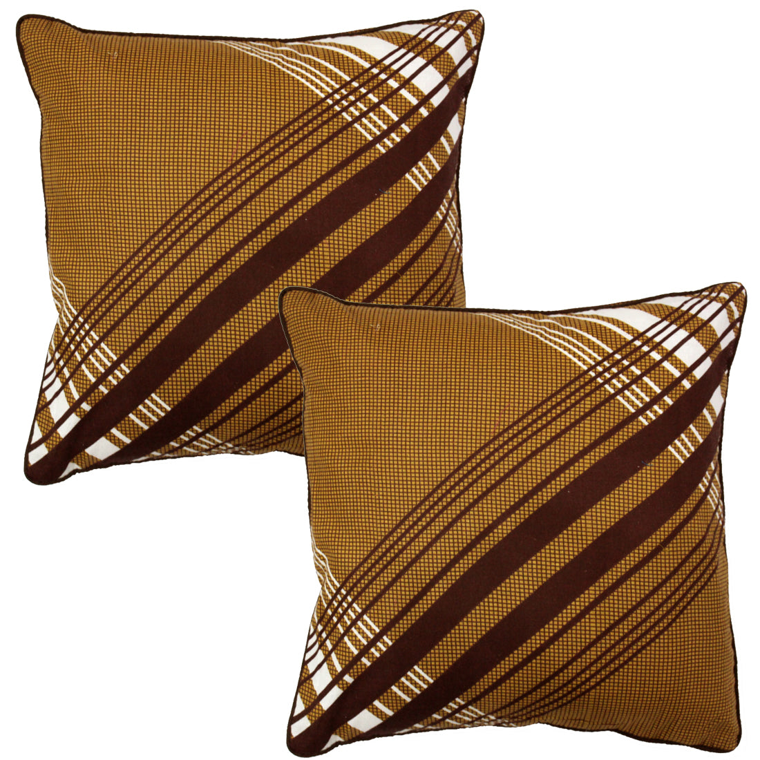 Quartz Printed Geometrical Cotton Cushion Cover - Brown