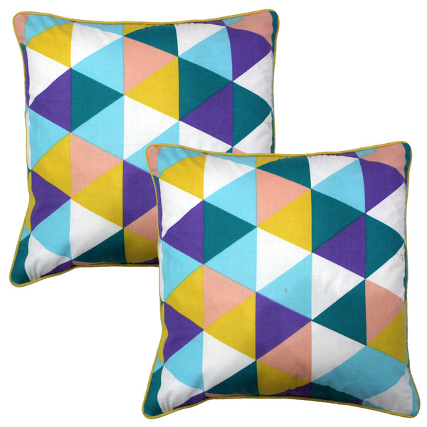 Quartz Printed Geometrical Cotton Cushion Cover - Multicolor