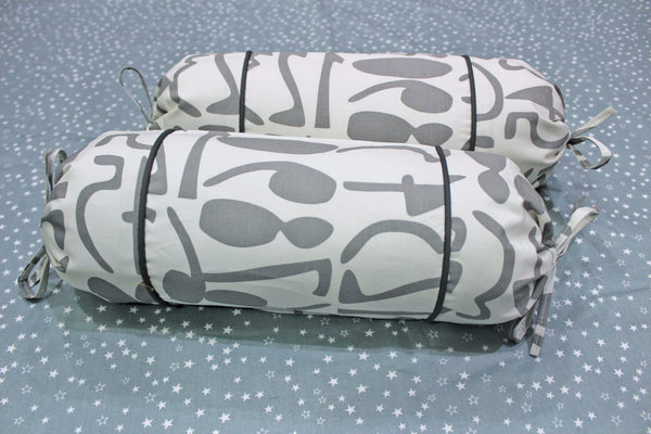MELANGE 100% Cotton Baby Bolster Cover (with Bolster Insert), Grey