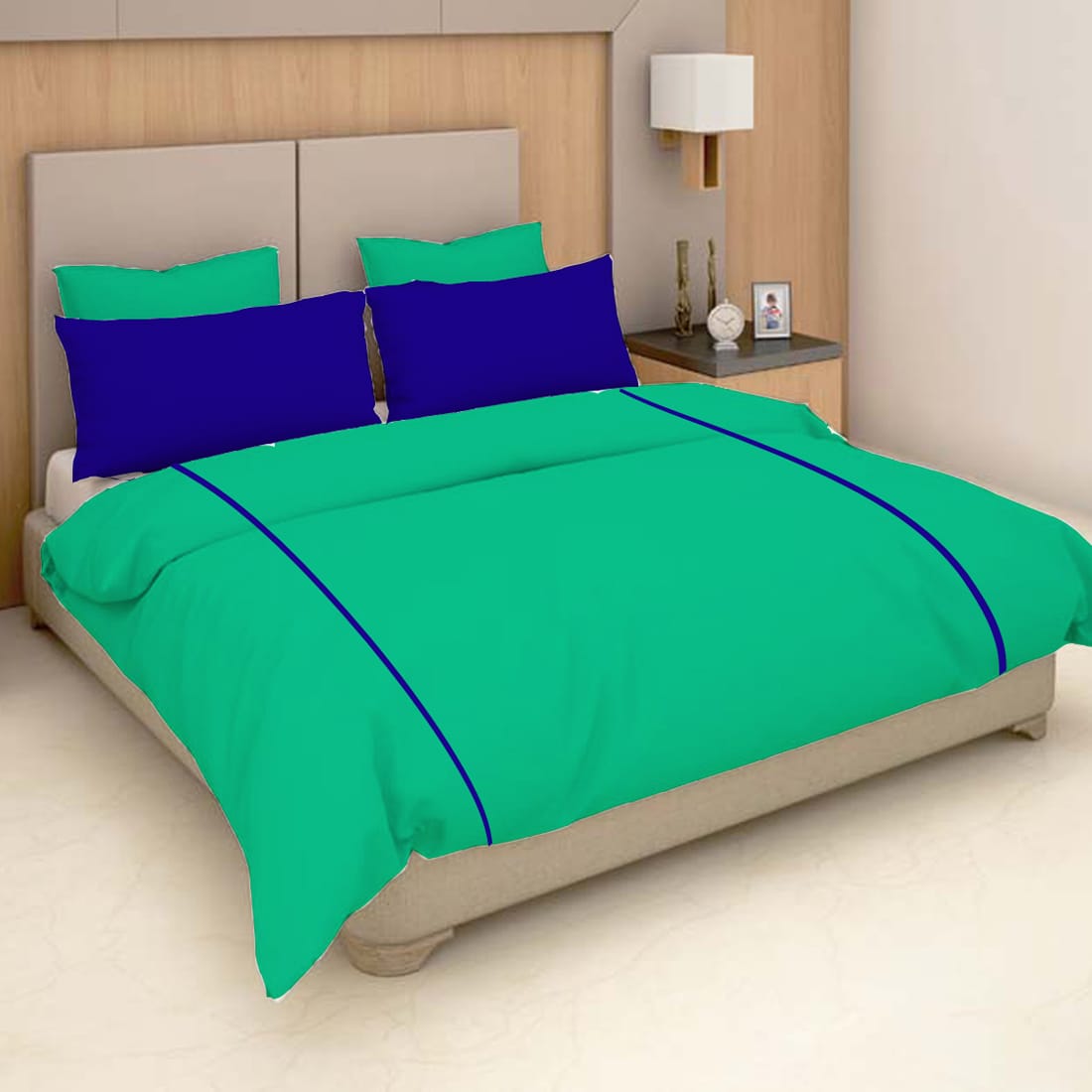  Soft Plain 210 TC Cotton Designer Bedsheet In Green  At Best Prices
