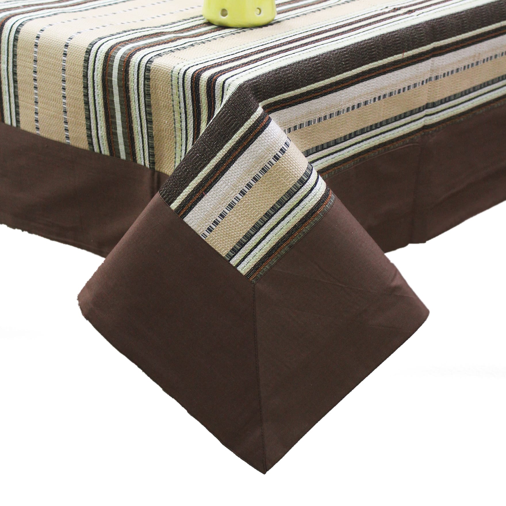 Alpha Coffee Woven Cotton Stripes Table Cover (1 Pc) online in India