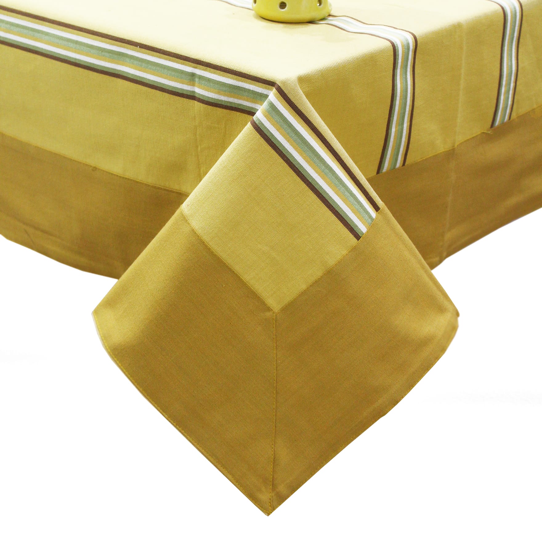 Alpha Gold Woven Cotton Stripes Table Cover(1 Pc) online in India