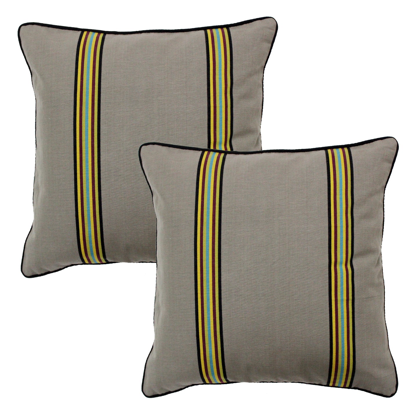 ALPHA Woven Cotton Stripes 2 Pcs Cushion Cover set - Grey