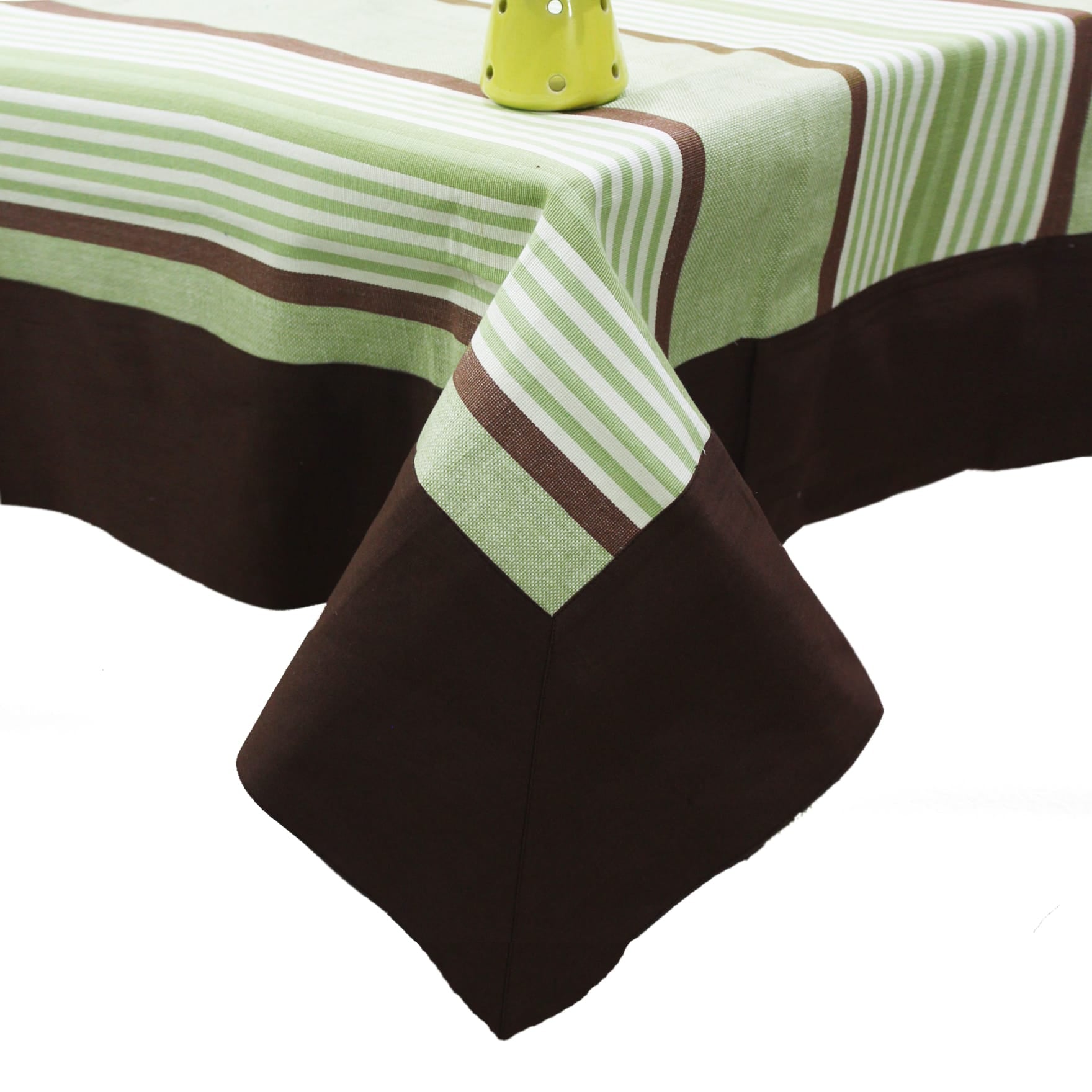 Alpha Green Woven Cotton Stripes Table Cover(1 Pc) online in India