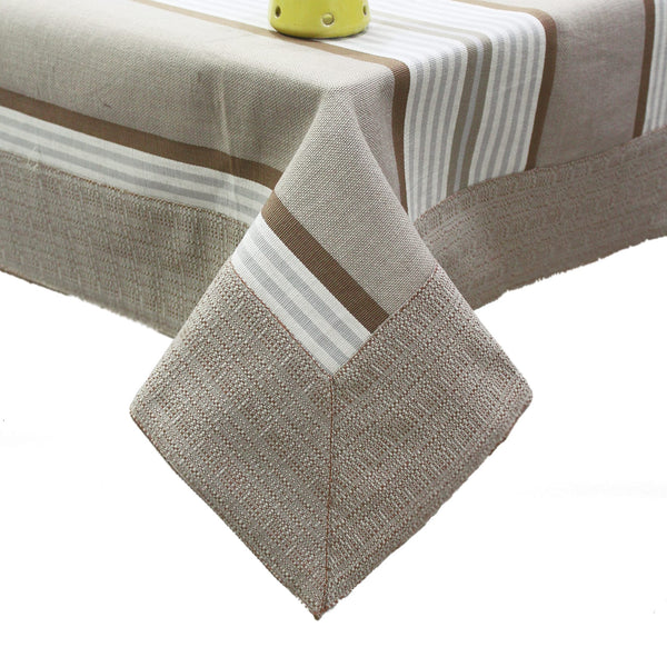 Alpha Khaki Woven Cotton Stripes Table Cover(1 Pc) online in India