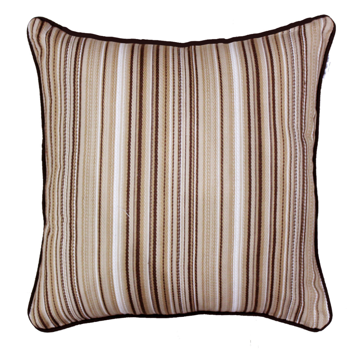 Woven Embossed Stripe Cotton 2 Pc Cushion Cover - Brown