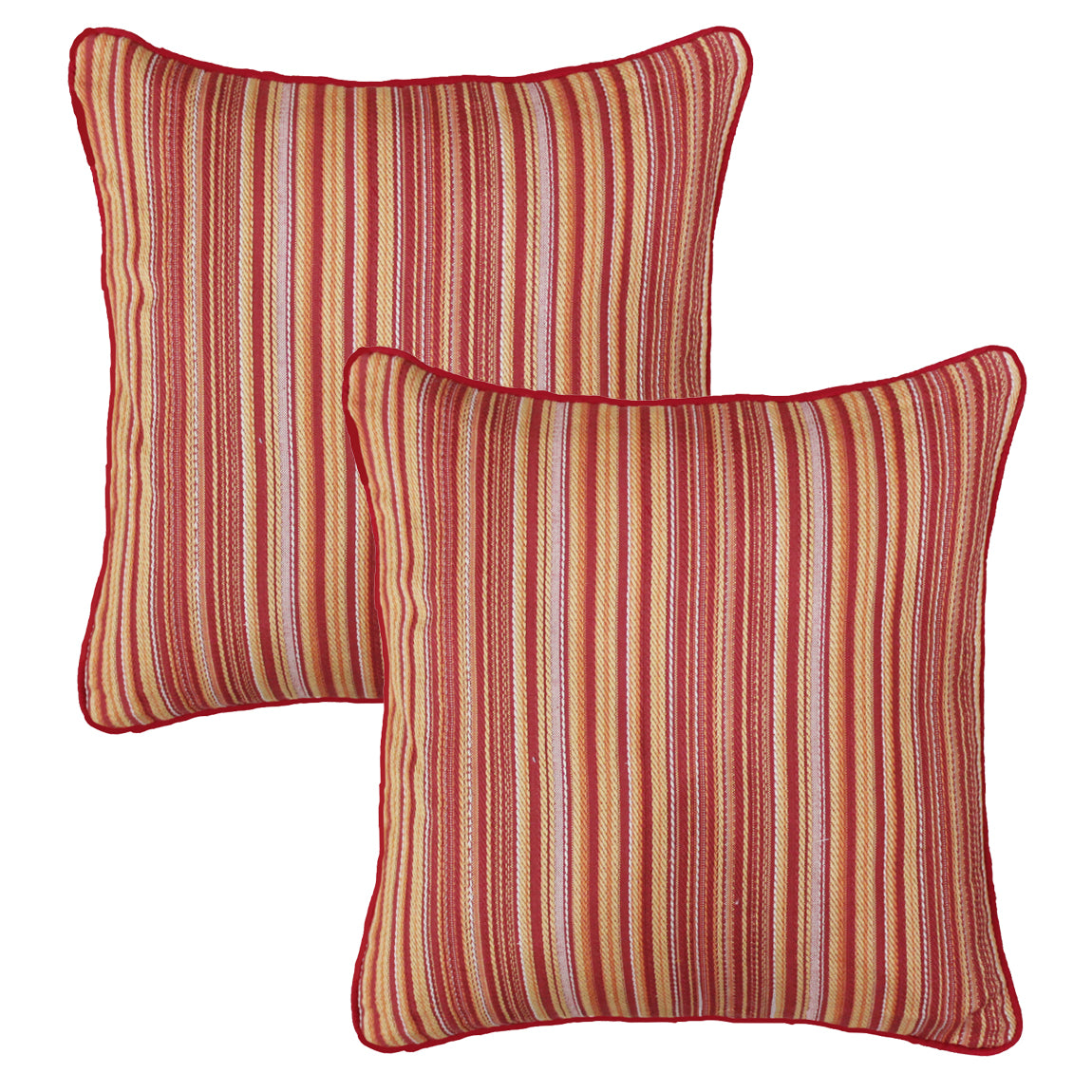 ALPHA Woven Cotton Stripes 2 Pcs Cushion Cover set - Maroon
