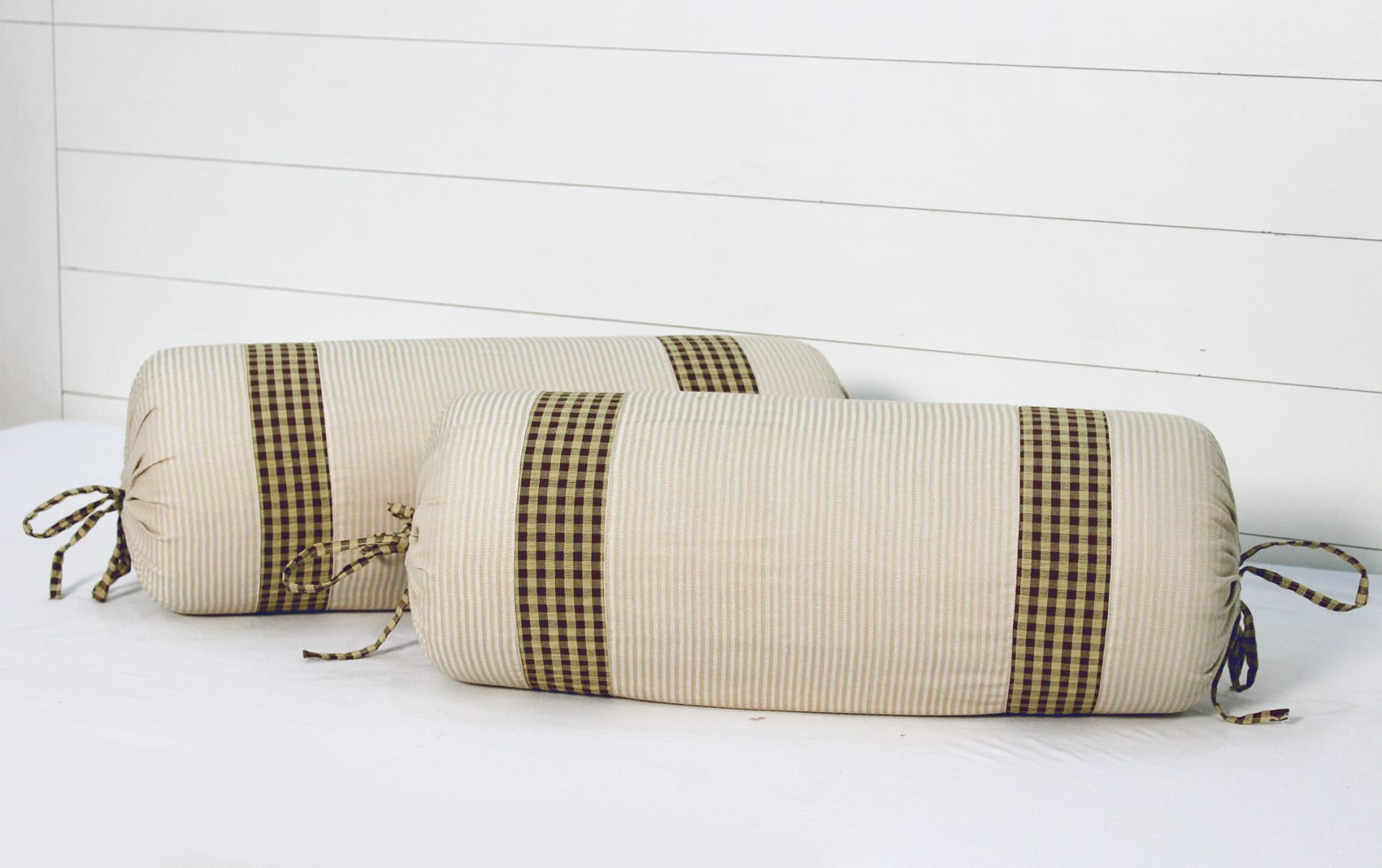 Stylish Stripes Woven Cotton Bolster Cover set (2 Pcs) online in India