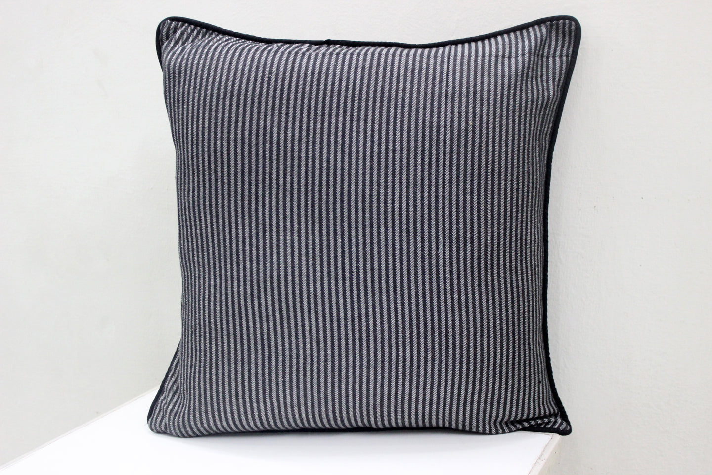 ALPHA Woven Cotton Stripes 2 Pcs Cushion Cover set - Black