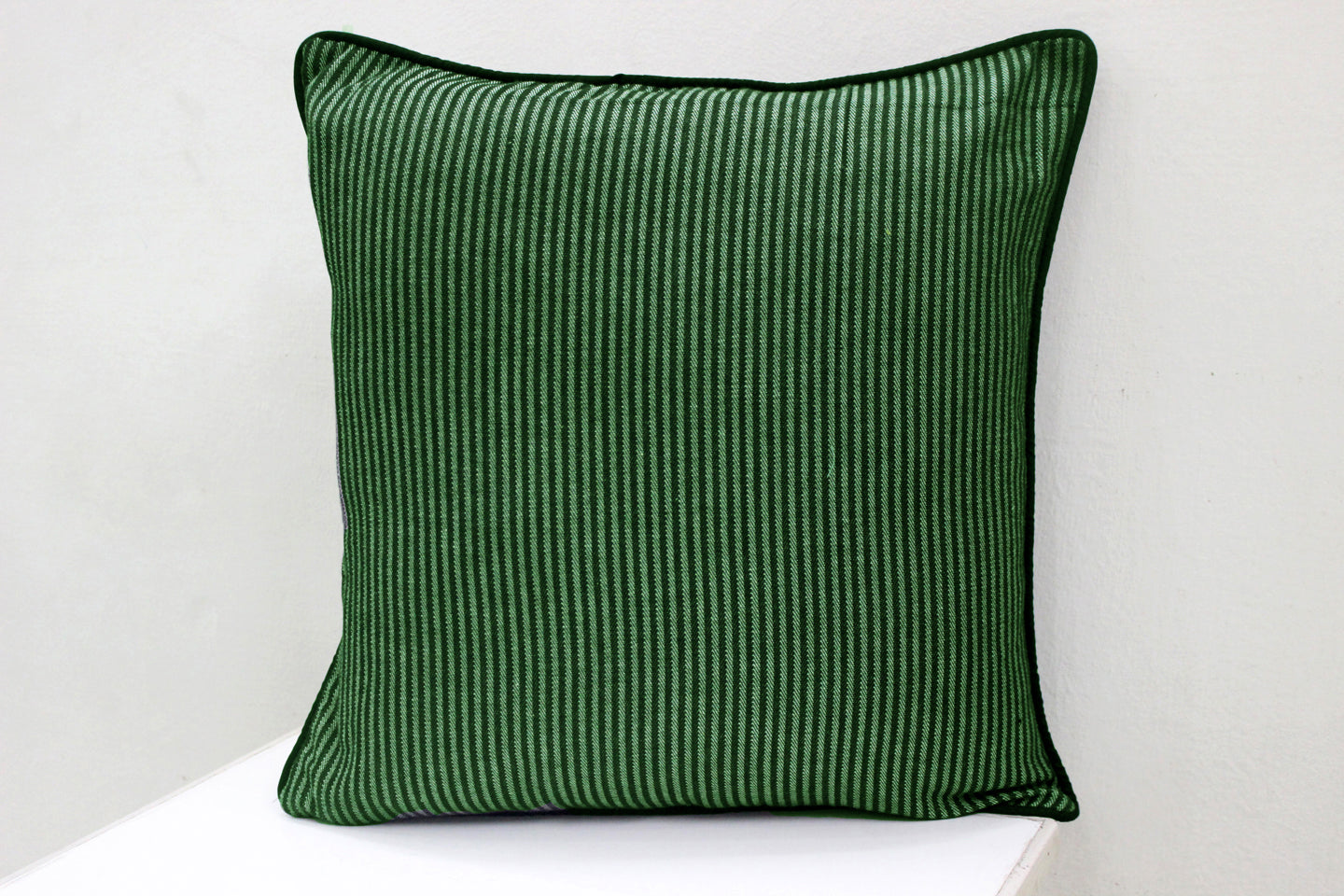 ALPHA Woven Cotton Stripes 2 Pcs  Cushion Cover set - Green