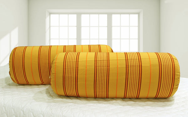 Stylish Stripes Woven Cotton Bolster Cover set (2 Pcs) online in India