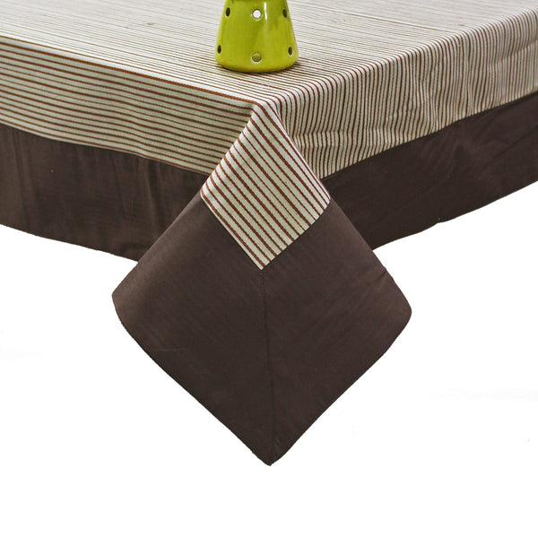 ALPHA Woven Cotton Stripes 1 Pc Table Cover - Coffee