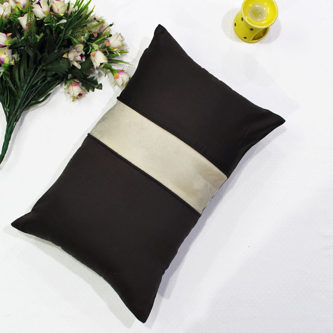 Stylish Cotton Satin Patch Throw/Lumber Pillow Online In India