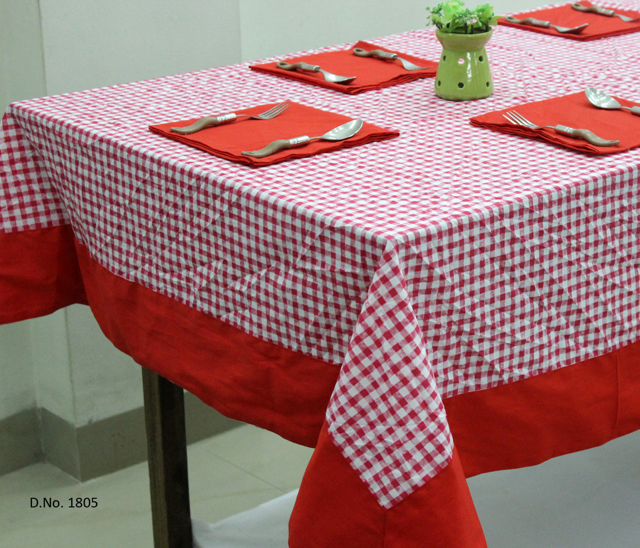 MARVEL Printed Cotton Check 1 Pc Table Cover - Red